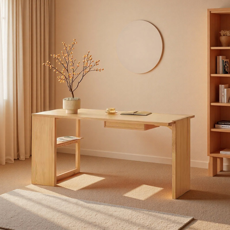 Hokku Designs Light brown ash solid wood storage writing desk